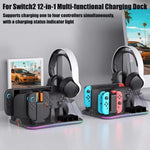 ipega 12-in-1 Multifunktions-Ladestation für Nintendo Switch 2/Switch Joy-Con Aufladen, Pro Controller Dock, Lüfter, Game & Headset Aufbewahrungsorganisator, 12-in-1