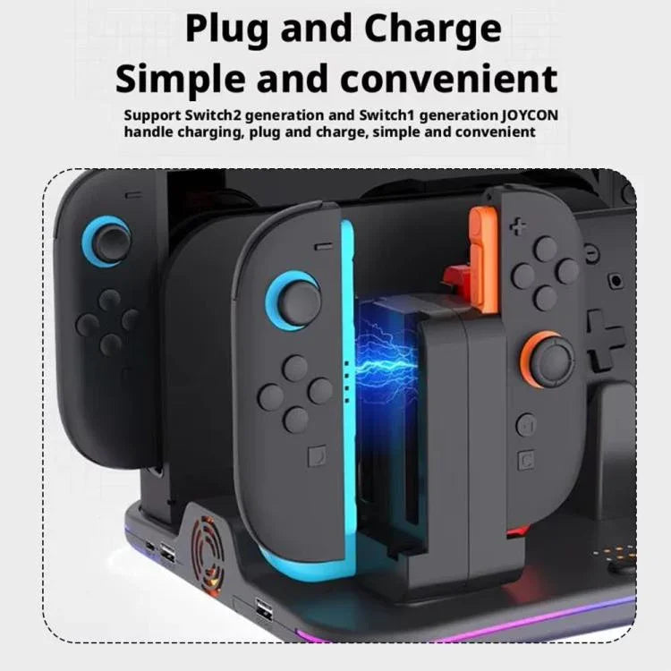 ipega 12-in-1 Multifunktions-Ladestation für Nintendo Switch 2/Switch Joy-Con Aufladen, Pro Controller Dock, Lüfter, Game & Headset Aufbewahrungsorganisator, 12-in-1