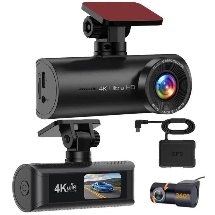 4K Smartphone-verbundene WiFi hochauflösende Dual-Aufnahme Auto-Dashcam, Front+Innen, Front+Innen+GPS-Track, Front+Heck, Front+Heck+GPS-Track