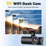 4K Smartphone-verbundene WiFi hochauflösende Dual-Aufnahme Auto-Dashcam, Front+Innen, Front+Innen+GPS-Track, Front+Heck, Front+Heck+GPS-Track