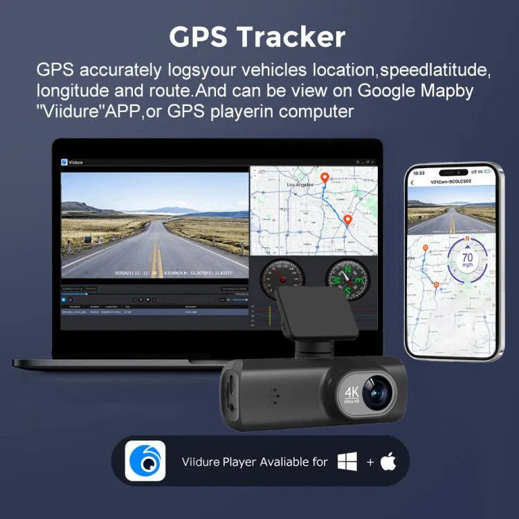 4K Dual-Aufnahme WiFi-Smartphone-verbundene Auto-Dashcam, Vorne+Hinten, Vorne+Hinten+GPS-Tracking, Vorne+Innen, Vorne+Innen+GPS-Tracking