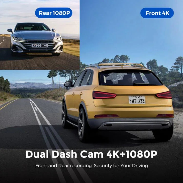 4K Dual-Aufnahme WiFi-Smartphone-verbundene Auto-Dashcam, Vorne+Hinten, Vorne+Hinten+GPS-Tracking, Vorne+Innen, Vorne+Innen+GPS-Tracking