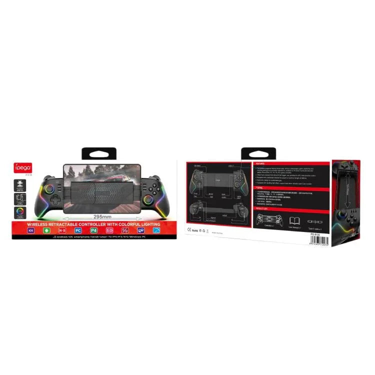 Ipega PG-9122 Ausziehbarer Gaming-Controller mit Hall-Effekt-Joysticks & 6-Achsen-Gyroskop für Android/IOS-Telefone/Tablets, PS4/PS3, Switch, PC Windows