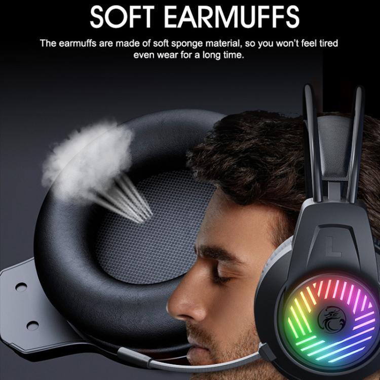 Heavy Bass 3.5-Kanal-Headset PC-Gaming-Headset 1,5m Kabelgebundenes Gaming-Headset, iMICE HD-410
