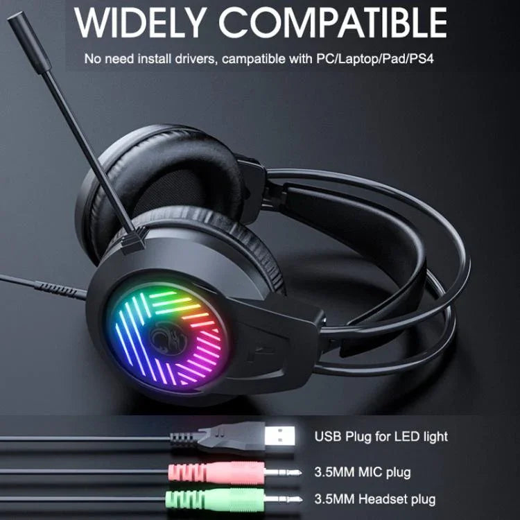 Heavy Bass 3.5-Kanal-Headset PC-Gaming-Headset 1,5m Kabelgebundenes Gaming-Headset, iMICE HD-410