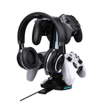 Multifunktionaler Gaming-Ständer für Headset und 4 Controller mit zwei USB-Ladeanschlüssen und RGB-Beleuchtung