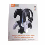 Multifunktionaler Gaming-Ständer für Headset und 4 Controller mit zwei USB-Ladeanschlüssen und RGB-Beleuchtung