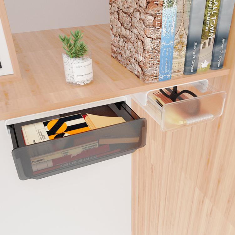 Hidden Under-Desk Drawer Storage Box Drill-Free Organizer Box, Transparent White Small, Transparent Black Small, Matte Black Medium, Matte Transparent Medium, Transparent Black Large, Transparent White Large, Matte White Large, Matte Black Large       ...