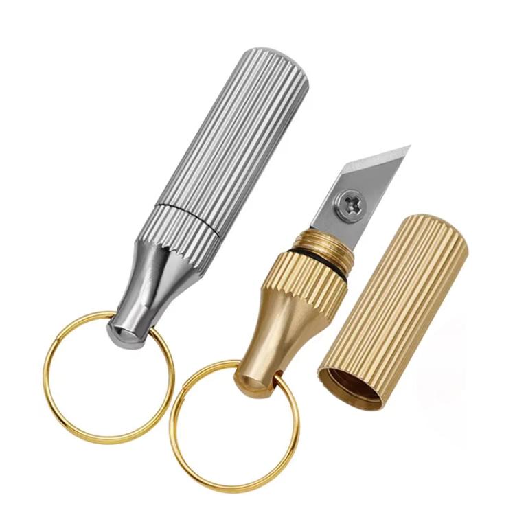 2-teilig Kapsel-Gravurmesser Mini Tragbarer Schlüsselanhänger Messing Kleines Gravurmesser, Gold+Silber