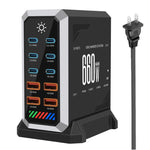 6 Type-C+4 USB Multi-Port 660W Hochleistungs-Gallium-Nitrid-Schreibtischladegerät, US-Stecker, UK-Stecker, EU-Stecker, AU-Stecker