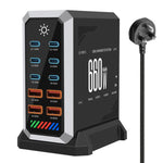 6 Type-C+4 USB Multi-Port 660W Hochleistungs-Gallium-Nitrid-Schreibtischladegerät, US-Stecker, UK-Stecker, EU-Stecker, AU-Stecker