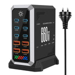 6 Type-C+4 USB Multi-Port 660W Hochleistungs-Gallium-Nitrid-Schreibtischladegerät, US-Stecker, UK-Stecker, EU-Stecker, AU-Stecker