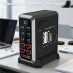 6 Type-C+4 USB Multi-Port 660W Hochleistungs-Gallium-Nitrid-Schreibtischladegerät, US-Stecker, UK-Stecker, EU-Stecker, AU-Stecker