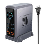 4 Type-C+2 USB Multi-Port 240W Dynamische Anzeige Gallium-Nitrid-Ladegerät, AU-Stecker, US-Stecker, EU-Stecker, UK-Stecker
