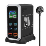 4 Type-C+2 USB Multi-Port 240W Dynamische Anzeige Gallium-Nitrid-Ladegerät, AU-Stecker, US-Stecker, EU-Stecker, UK-Stecker