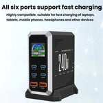 4 Type-C+2 USB Multi-Port 240W Dynamische Anzeige Gallium-Nitrid-Ladegerät, AU-Stecker, US-Stecker, EU-Stecker, UK-Stecker