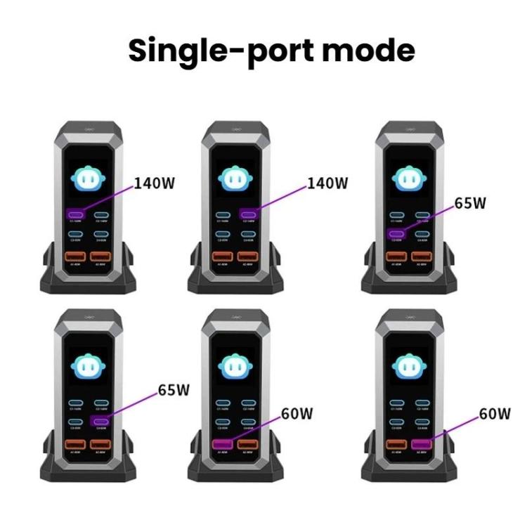 4 Type-C+2 USB Multi-Port 240W Dynamische Anzeige Gallium-Nitrid-Ladegerät, AU-Stecker, US-Stecker, EU-Stecker, UK-Stecker