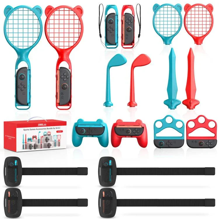 STARTRC GAMES Gamepad Sportset Fechten Tennisschläger Rennlenkrad, für Nintendo Switch 2 14-in-1