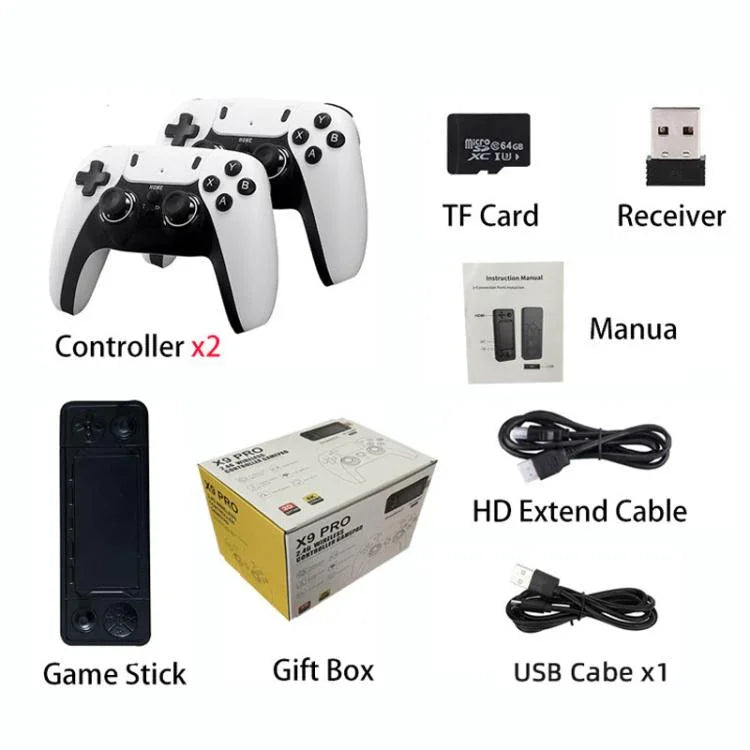 X9 PRO HD 2.4G kabellose Spielekonsole Home Retro Game Player, 64GB Akku, 128GB Akku, 256GB Akku, 64GB Laden, 128GB Laden, 256GB Laden
