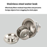 Kitchen Stainless Steel Washbasin Downpipe Fittings Anti-Odor Downpipe Drain Set, Double Slot 0.6m Tailpipe, Double Slot S-bend, Double Slot 1m Tailpipe
