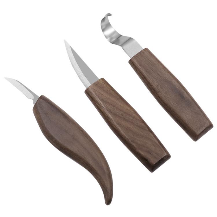 Holz-Schärfschaber Holzmesser Holzschnitzerei Walnuss-Schnitzmesser Handgeschnitztes Musterwerkzeug, 3er Set Holzmesser