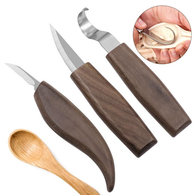 Holz-Schärfschaber Holzmesser Holzschnitzerei Walnuss-Schnitzmesser Handgeschnitztes Musterwerkzeug, 3er Set Holzmesser