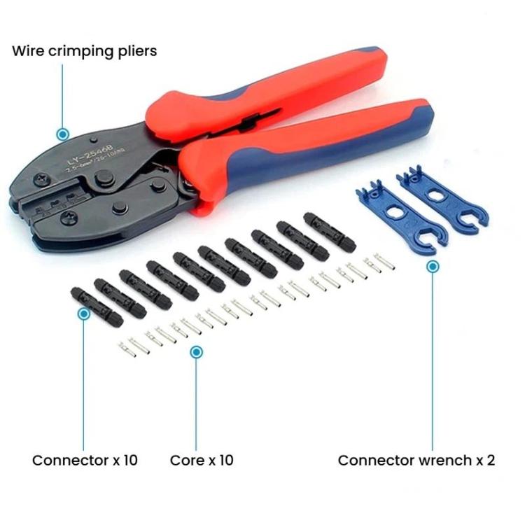 MC4 PV Werkzeugset Crimpzange, Schraubenschlüssel, PV-Stecker, Werkzeugtasche, 24 in 1