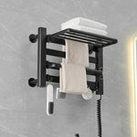 Smart Touchscreen Display Elektrischer beheizter Handtuchhalter Bad-Trockengestell, Klein Schwarz Rechtsverdrahtung, Klein Schwarz Linksverdrahtung