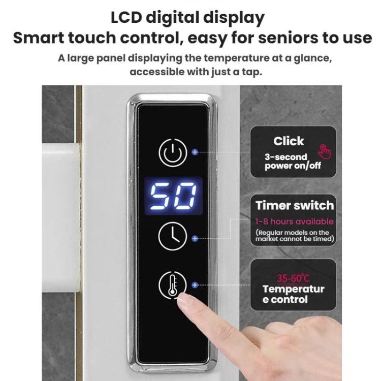 Smart Touchscreen Display Elektrischer beheizter Handtuchhalter Bad-Trockengestell, Klein Schwarz Rechtsverdrahtung, Klein Schwarz Linksverdrahtung