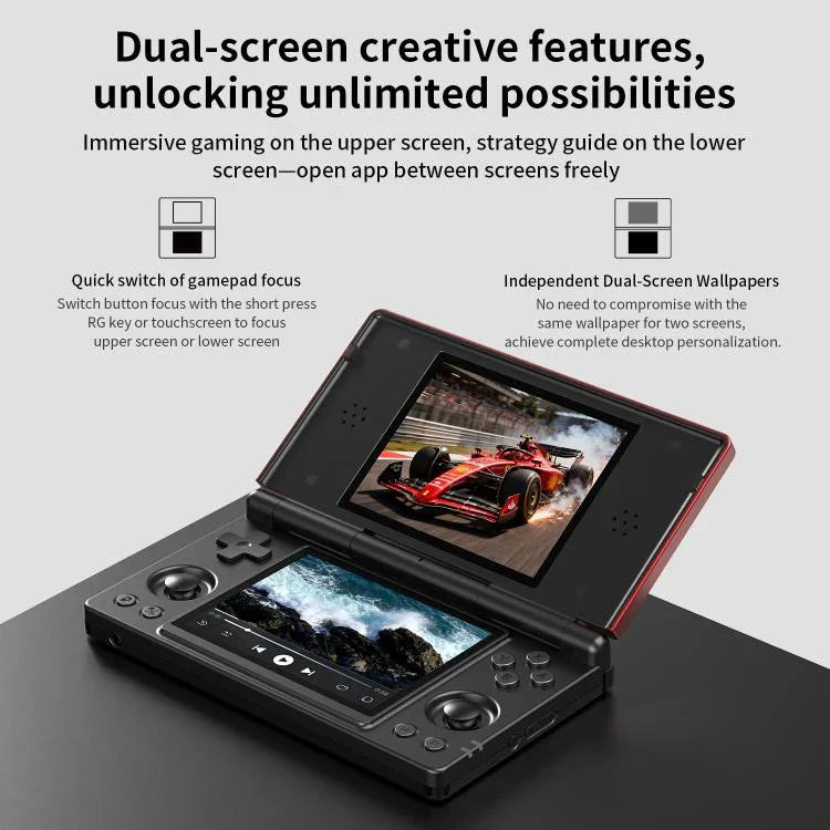 ANBERNIC RG DS Flip Dual-Screen Handheld-Spielkonsole 4-Zoll IPS-Touchscreen KI-Gaming-Gerät 3+32G