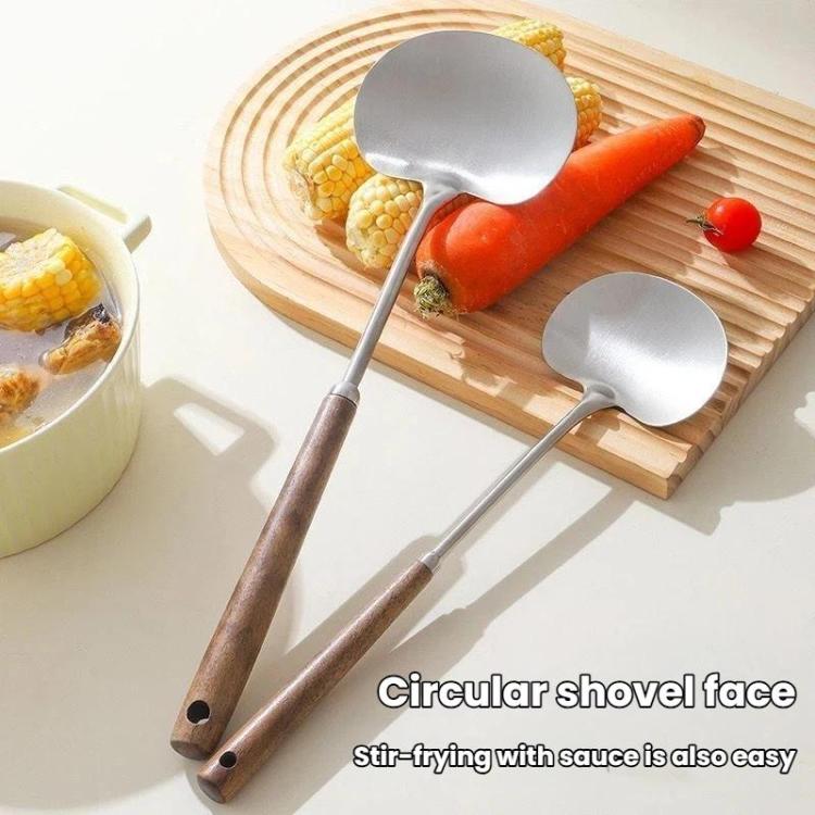 2pcs Solid Wood Long Handle Wok Spoon & Ladle Household Kitchen Shovel, Small