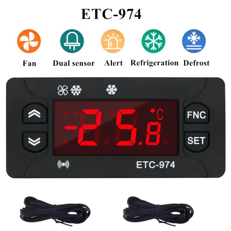 ETC-974 Eingebauter Digitaler Temperaturregler mit Kühl-, Abtau- und Lüfterfunktionen, ETC-974 220V, ETC-974 110V