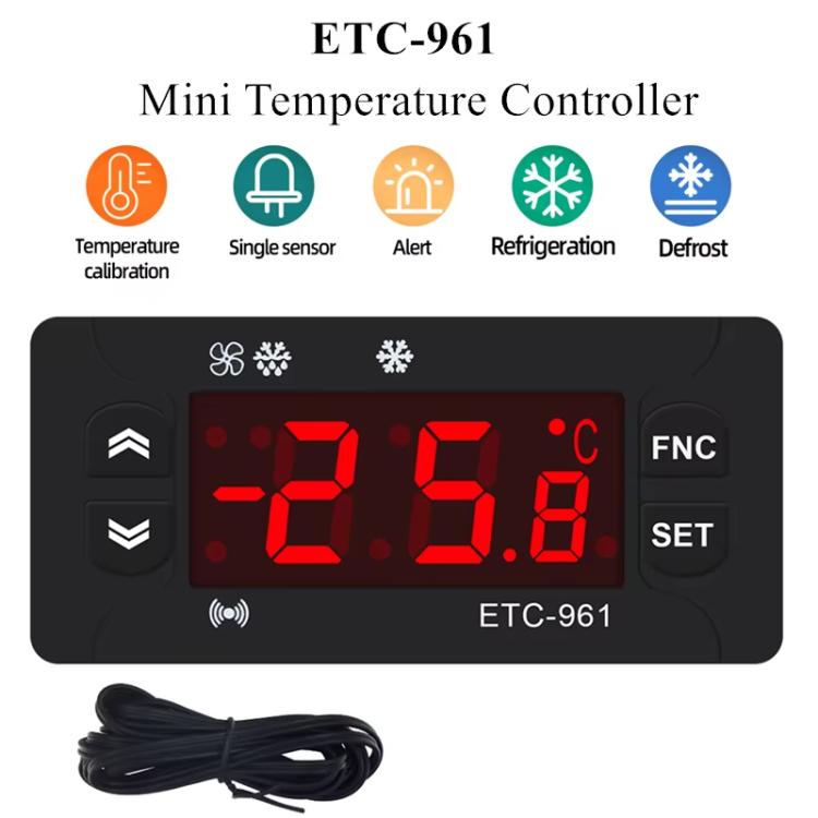 220V ETC-961 Temperaturregler mit Kühlungs-, Abtau-, Alarm- und Kalibrierfunktionen, ETC-961 220V