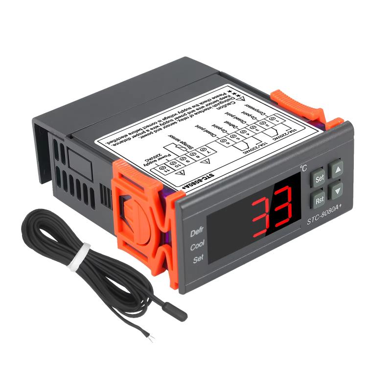 STC-8080A+ Digitaler Temperaturregler für Kühlung mit Abtau-Funktion & Alarm, für Kühlraum, Gewerbekühltruhe, STC-8080A+ 220V