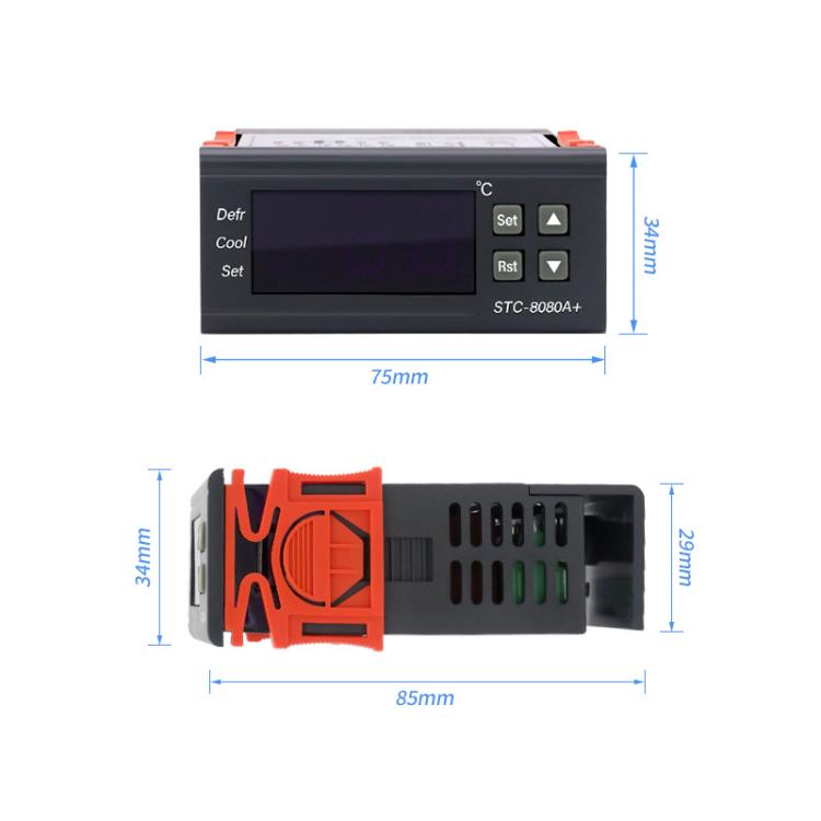 STC-8080A+ Digitaler Temperaturregler für Kühlung mit Abtau-Funktion & Alarm, für Kühlraum, Gewerbekühltruhe, STC-8080A+ 220V