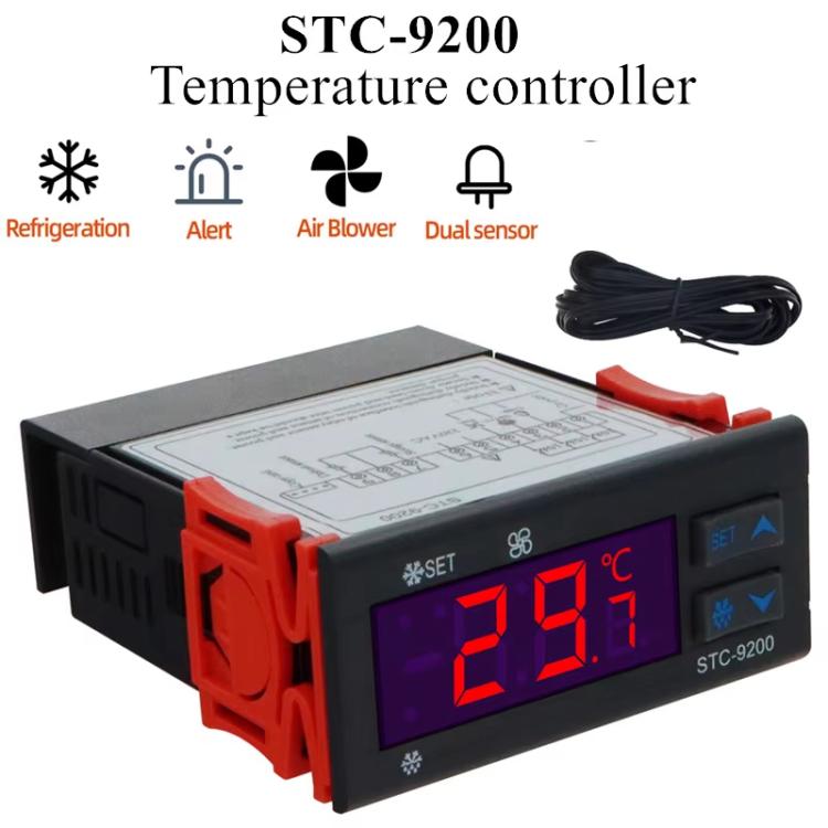 STC-9200 Mikrocomputer Temperaturregler - 3-Modus Ausgang für Kühlung, Abtauen & Lüftersteuerung, Universal für Kühl- und Kühlgeräte
