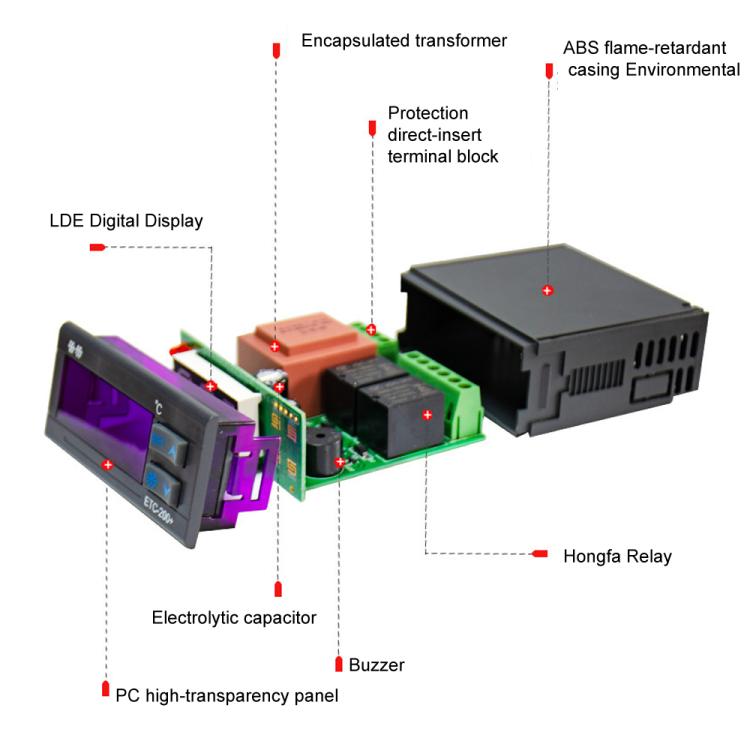 ETC-200+ Digitaler Temperaturregler mit Kühlung, Heizung, Abtauverzögerung & Alarm, 220V Englische Version, 110V Englische Version