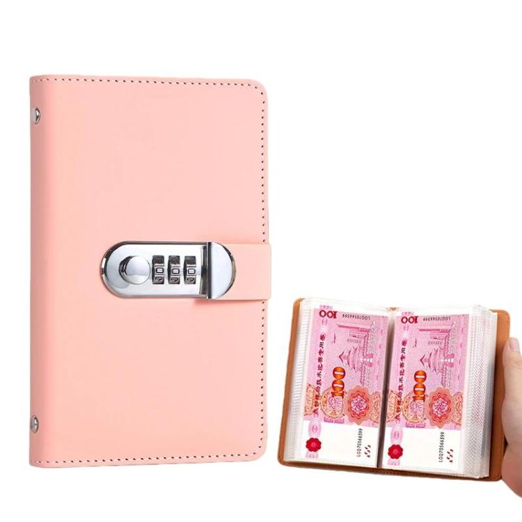 A6 Passwortschloss Kassenbuch 50 Seiten große Kapazität wasserdichtes Gedenkbanknotenalbum