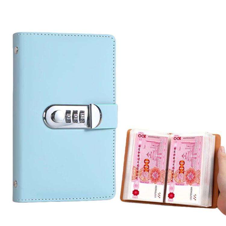 A6 Passwortschloss Kassenbuch 50 Seiten große Kapazität wasserdichtes Gedenkbanknotenalbum