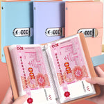 A6 Passwortschloss Kassenbuch 50 Seiten große Kapazität wasserdichtes Gedenkbanknotenalbum