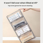 Transparent Thickened Storage Box Stackable Drawer-Style Desktop Organizer, Small, Large, Extra Large