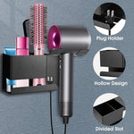 Universeller Haartrocknerhalter zur Wandmontage mit Kabelaufbewahrung für Haarstyling-Tools, bohrfrei schwarz, bohrfrei weiß, Bohrversion schwarz, Bohrversion weiß