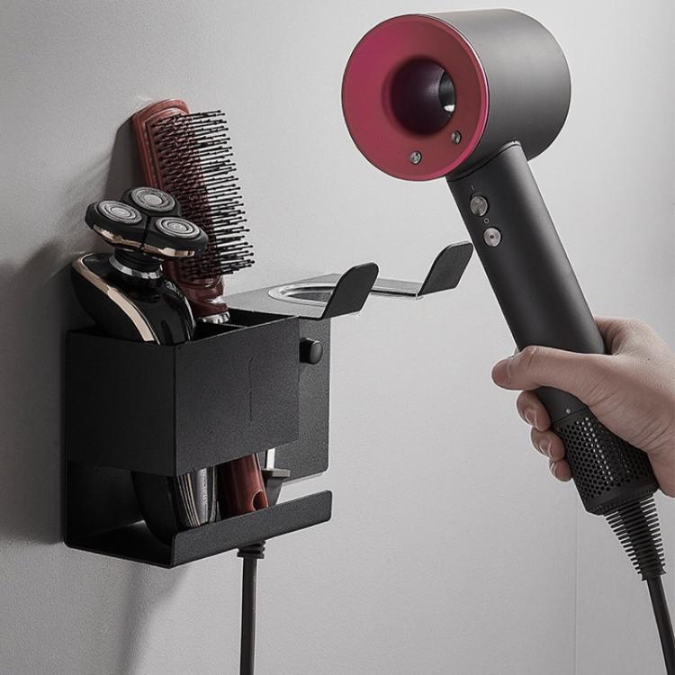 Universeller Haartrocknerhalter zur Wandmontage mit Kabelaufbewahrung für Haarstyling-Tools, bohrfrei schwarz, bohrfrei weiß, Bohrversion schwarz, Bohrversion weiß