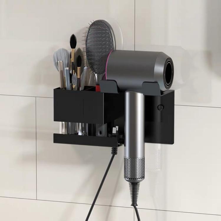 Universeller Haartrocknerhalter zur Wandmontage mit Kabelaufbewahrung für Haarstyling-Tools, bohrfrei schwarz, bohrfrei weiß, Bohrversion schwarz, Bohrversion weiß