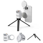 TELESIN Magnetische Handyhalterung Fotografiegriff Fernbedienungsassistent, Weißer Kameragriff+Silbernes Aufhelllicht, Weißer Kameragriff+Stativ+Silbernes Aufhelllicht, Weißer Kameragriff+Weißes Aufhelllicht, Weißer Kameragriff+Stativ+Weißes Aufhelllicht