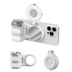 TELESIN Magnetische Handyhalterung Fotografiegriff Fernbedienungsassistent, Weißer Kameragriff+Silbernes Aufhelllicht, Weißer Kameragriff+Stativ+Silbernes Aufhelllicht, Weißer Kameragriff+Weißes Aufhelllicht, Weißer Kameragriff+Stativ+Weißes Aufhelllicht