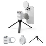 TELESIN Magnetische Handyhalterung Fotografiegriff Fernbedienungsassistent, Weißer Kameragriff+Silbernes Aufhelllicht, Weißer Kameragriff+Stativ+Silbernes Aufhelllicht, Weißer Kameragriff+Weißes Aufhelllicht, Weißer Kameragriff+Stativ+Weißes Aufhelllicht