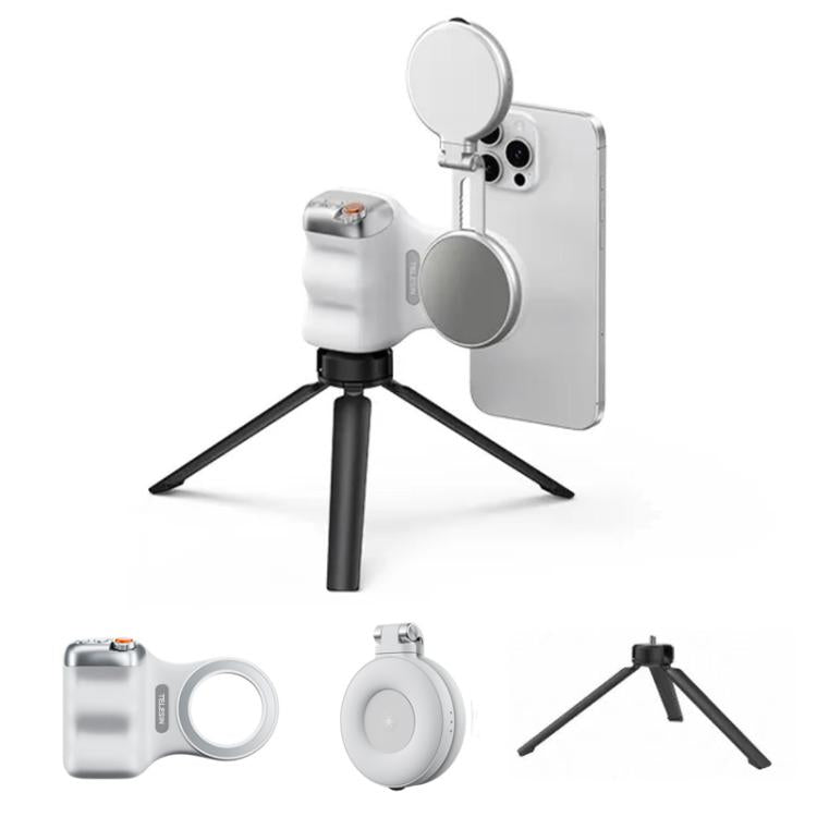 TELESIN Magnetische Handyhalterung Fotografiegriff Fernbedienungsassistent, Weißer Kameragriff+Silbernes Aufhelllicht, Weißer Kameragriff+Stativ+Silbernes Aufhelllicht, Weißer Kameragriff+Weißes Aufhelllicht, Weißer Kameragriff+Stativ+Weißes Aufhelllicht
