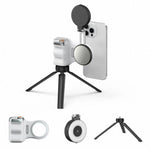 TELESIN Magnetische Handyhalterung Fotografiegriff Fernbedienungsassistent, Weißer Kameragriff+Silbernes Aufhelllicht, Weißer Kameragriff+Stativ+Silbernes Aufhelllicht, Weißer Kameragriff+Weißes Aufhelllicht, Weißer Kameragriff+Stativ+Weißes Aufhelllicht