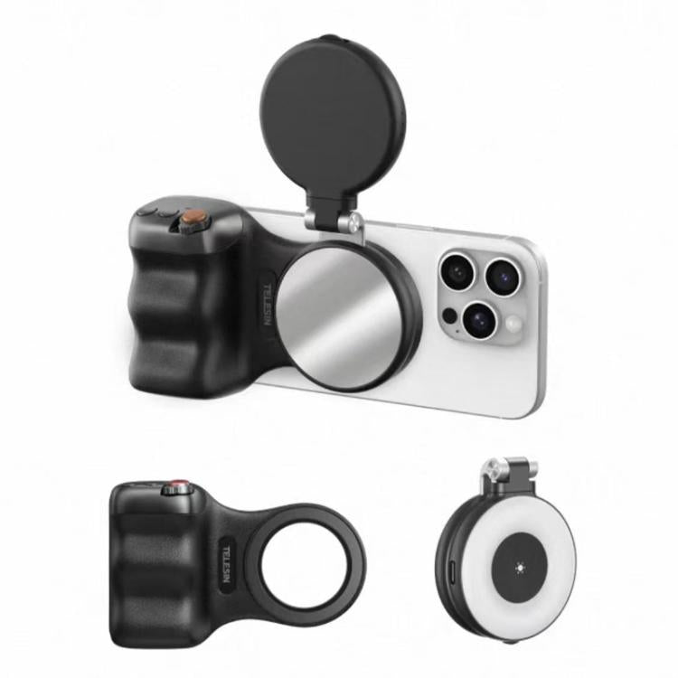 TELESIN Magnetische Handyhalterung Fotografiegriff Fernbedienungsassistent, Weißer Kameragriff+Silbernes Aufhelllicht, Weißer Kameragriff+Stativ+Silbernes Aufhelllicht, Weißer Kameragriff+Weißes Aufhelllicht, Weißer Kameragriff+Stativ+Weißes Aufhelllicht